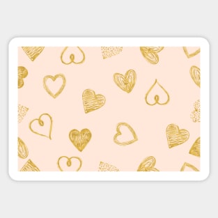 Gold Heart Pattern Mask -  Pink Background Masks Sticker